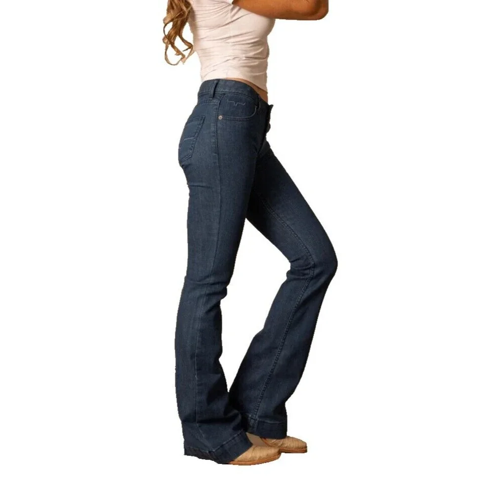 Kimes Ranch Jeans Womens Lola NWT SZ 8X30 Blue Flare Trouser Cuff 2331 - Picture 5 of 7